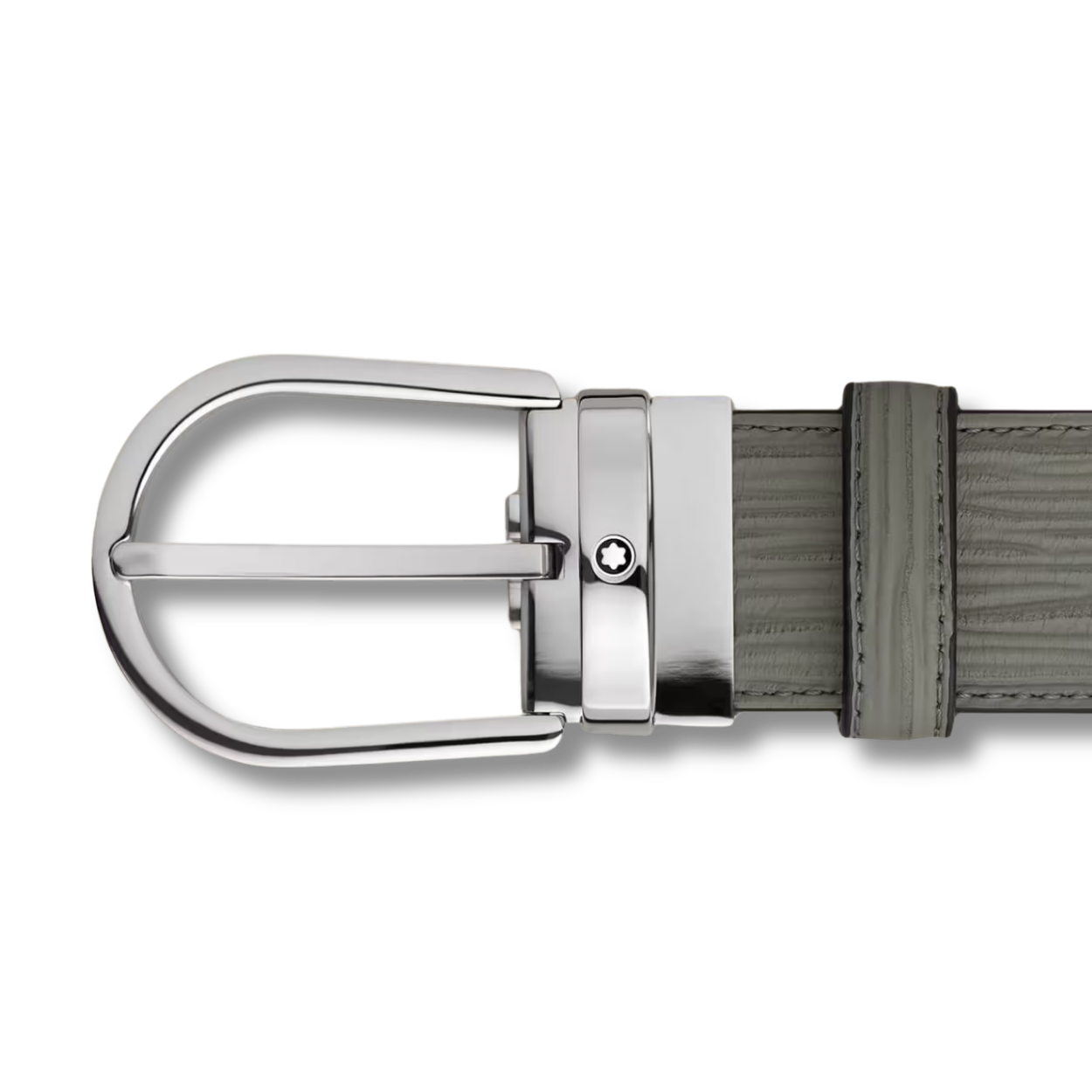 Horseshoe Buckle Grey Leather Belt