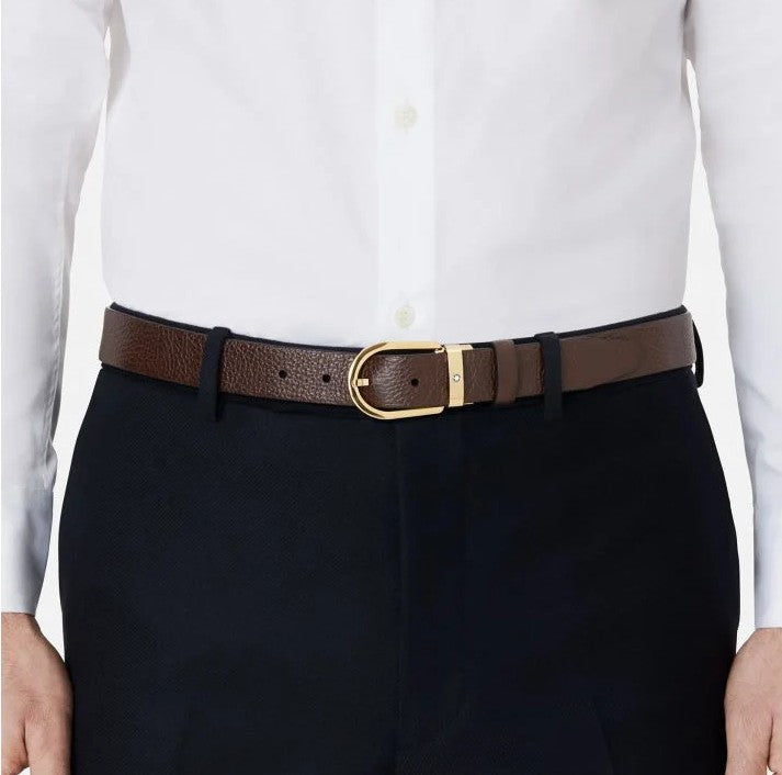 Horseshoe Buckle Brown Leather Belt