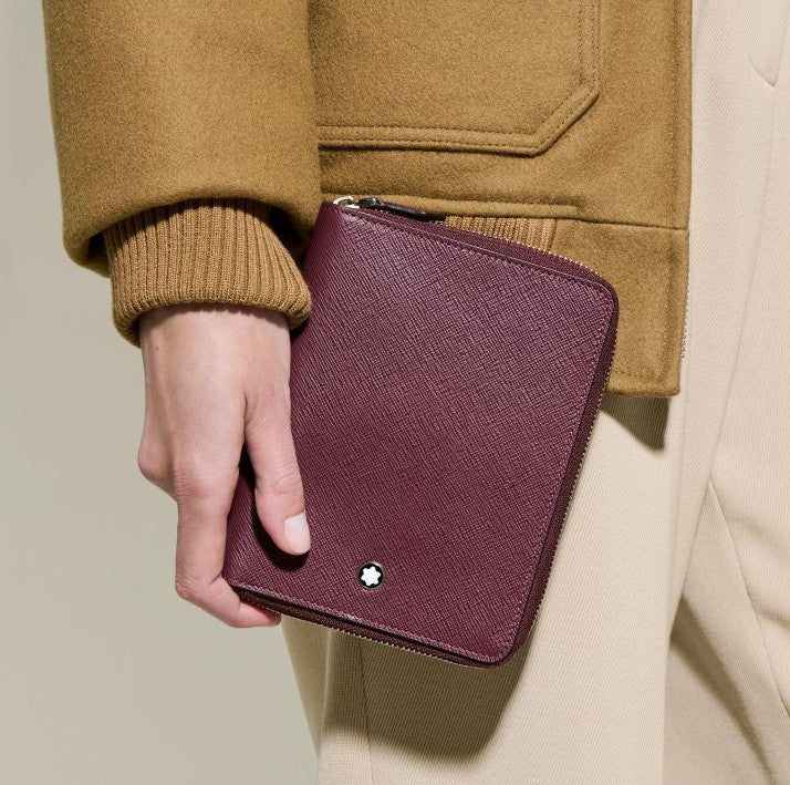 5-Pen Pouch with zip in Sartorial Leather Cassis