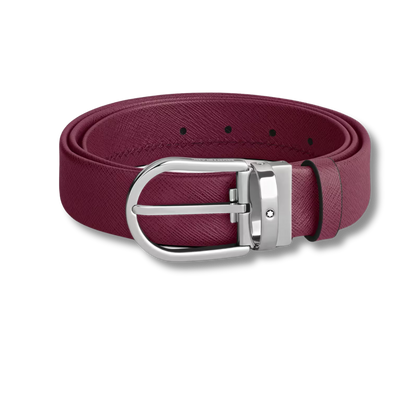 Horseshoe Buckle Cassis Leather Belt