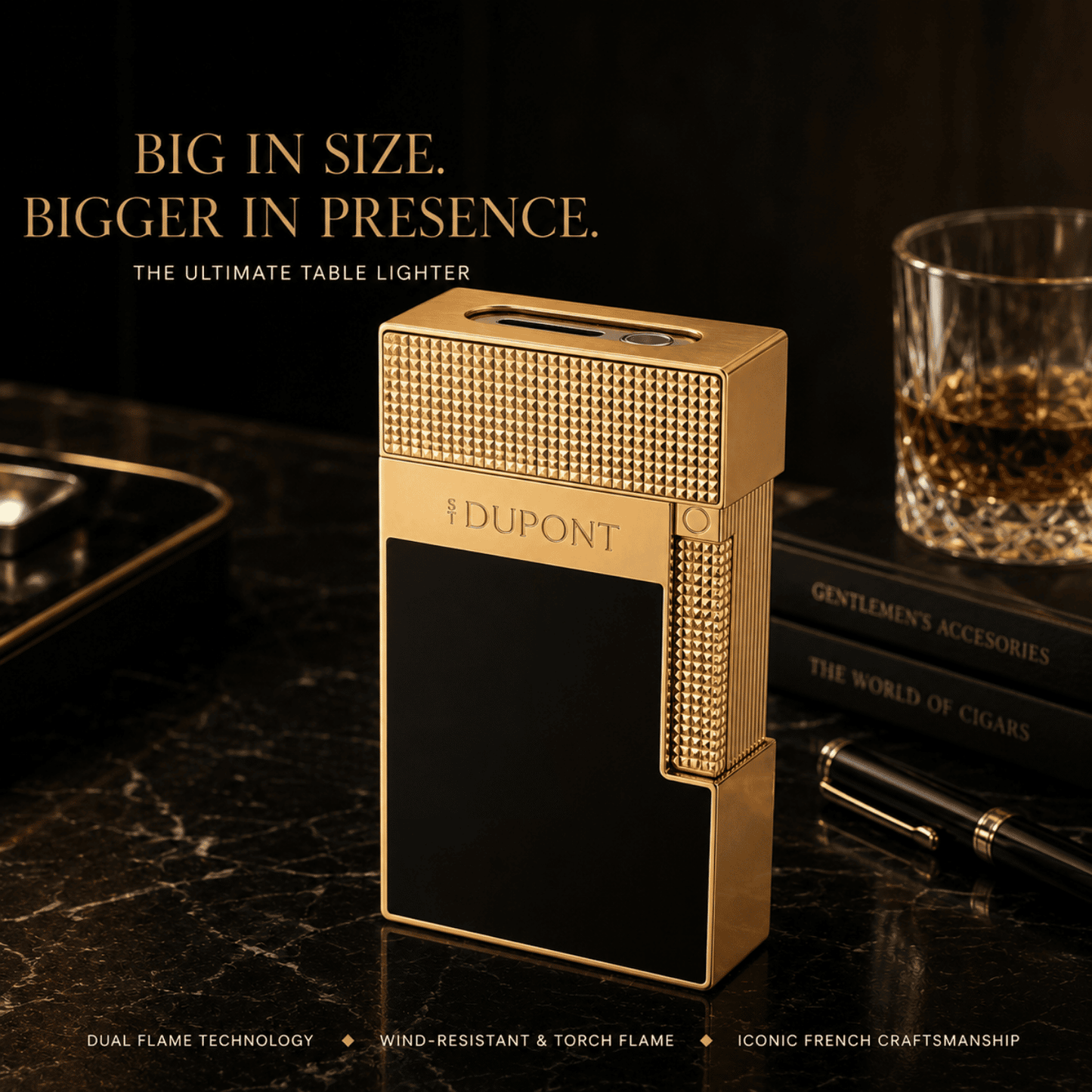 Dupont Table Lighter Mixed Lacquered lighter gold