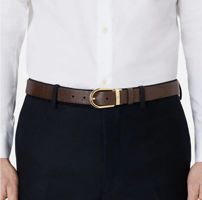 Horseshoe Buckle Brown Leather Belt