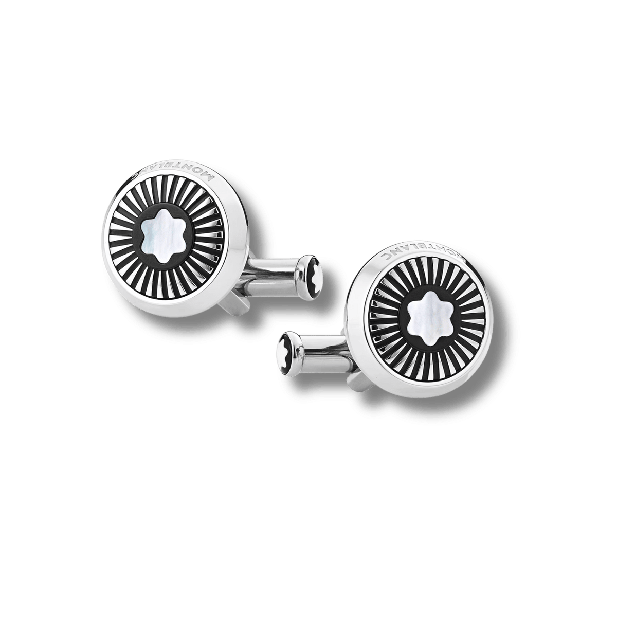 Montblanc cufflinks with ray pattern and mother-of-pearl