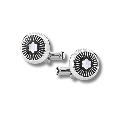 Montblanc cufflinks with ray pattern and mother-of-pearl