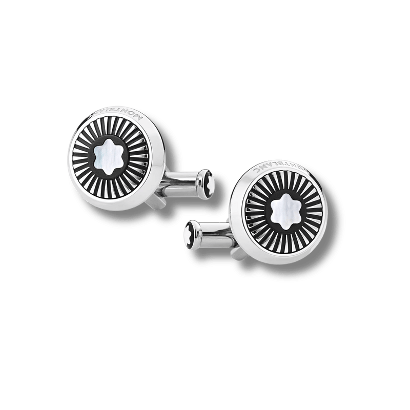Montblanc cufflinks with ray pattern and mother-of-pearl