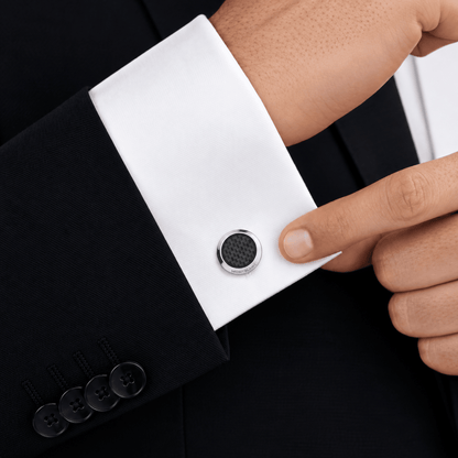 MONTBLANC Meisterstück Cufflinks with Carbon-Patterned Inlay