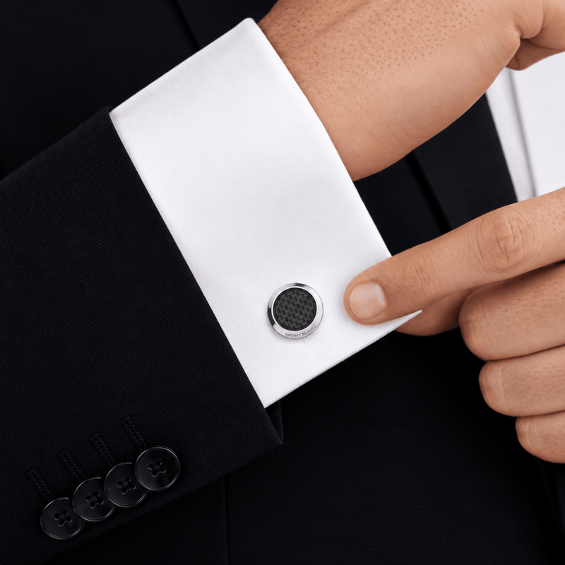 MONTBLANC Meisterstück Cufflinks with Carbon-Patterned Inlay