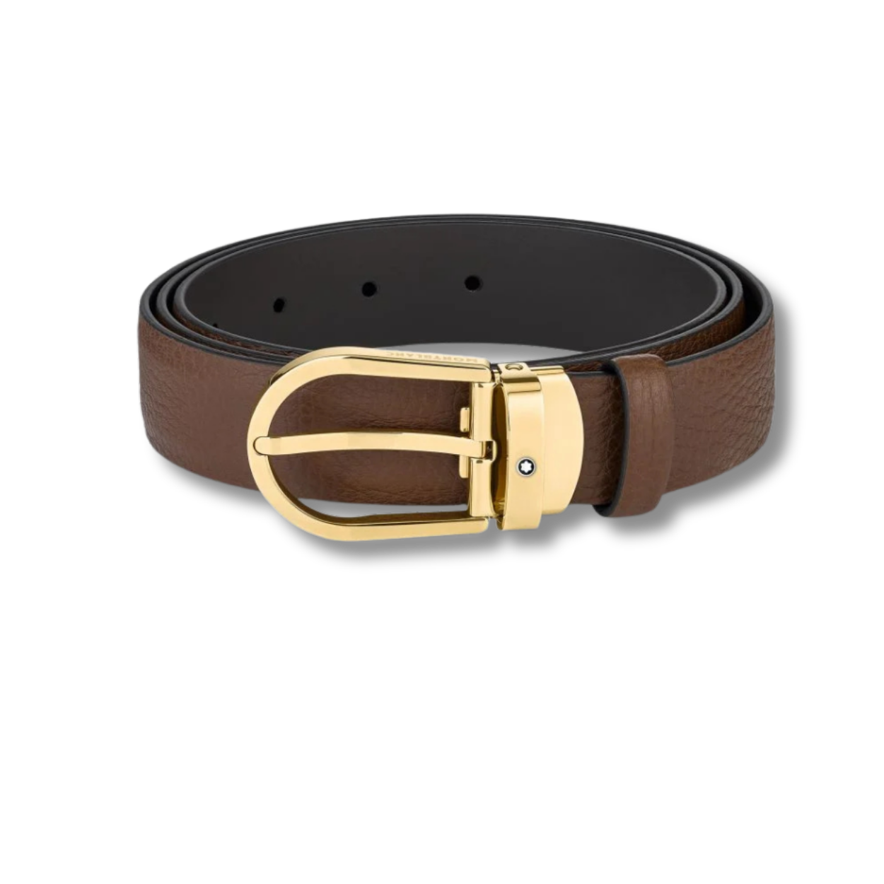 Horseshoe Buckle Brown Leather Belt