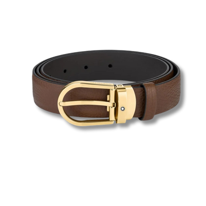 Horseshoe Buckle Brown Leather Belt